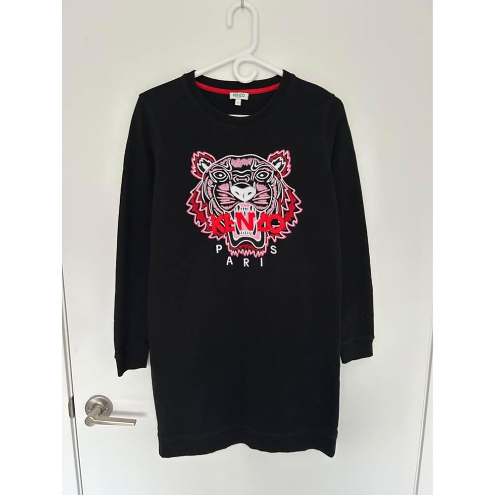 KENZO embroidery sweatshirt dress, size S, mid-thigh length